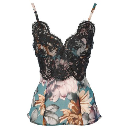 Lingerie tank-top lace and printed chiffon D&G For Sale at 1stDibs