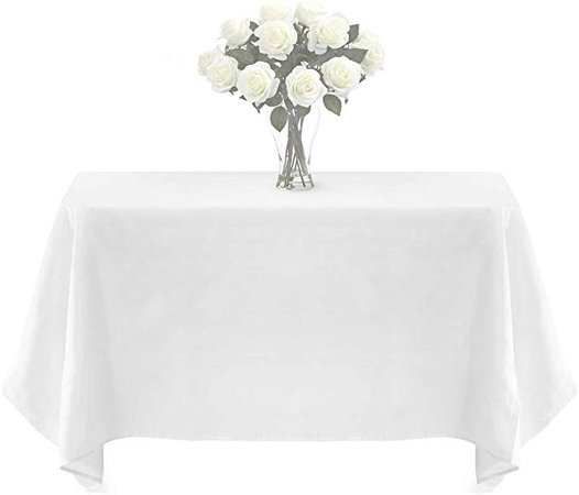 TRLYC White Tablecloth Polyester for Wedding Party Bistros Buffet Table Decoration 90X132 Inches: Amazon.ca: Home & Kitchen