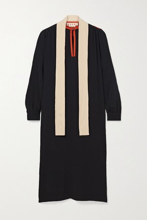 Marni | Tie-neck color-block crepe de chine midi dress | NET-A-PORTER.COM