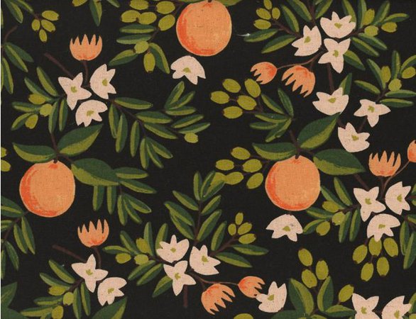 Rifle Paper Co. Primavera Citrus Floral Canvas Black | Harts Fabric