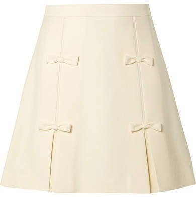 Bow-embellished Cady Mini Skirt - Cream