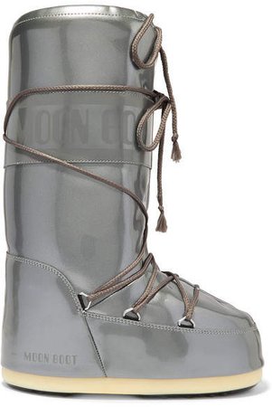 Glance Metallic Rubber Snow Boots - Silver