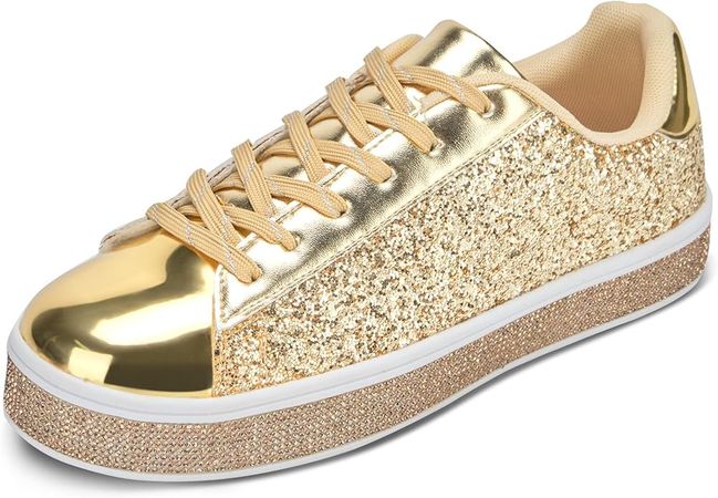 BELOS Women's Glitter Shoes Sparkly Lightweight Metallic Sequins