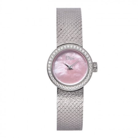 CHRISTIAN DIOR Stainless Steel Diamond Pink Mother of Pearl 19mm La D De Dior Quartz Watch 437667