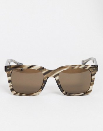 Hugo Boss oversized square sunglasses in brown stripe | ASOS