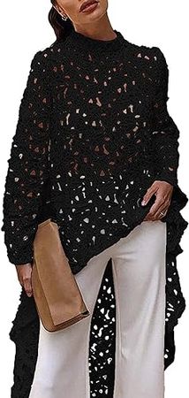 PRETTYGARDEN Women's Long Sleeve Round Neck High Low Asymmetrical Irregular Hem Casual Tops Blouse Shirt Dress at Amazon Women’s Clothing store