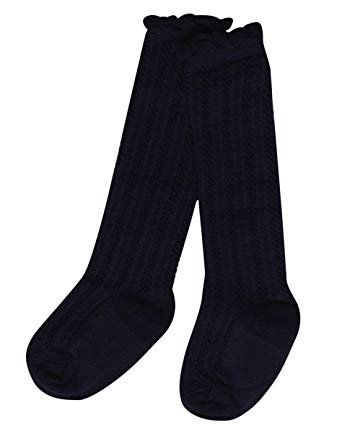 Amazon.com: Alva Edison Cable-Knit Knee High Cotton Socks For Baby Girls, Toddlers&Child 1-3T Navy: Clothing