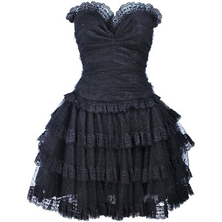 DELL LOS ANGELES Black Ruffled Tiered Sequin Cocktail Dress For Sale at 1stDibs | cocktail dresses los angeles, evening dress in los angeles