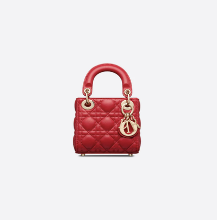 MICRO LADY DIOR BAG Scarlet Red Cannage Lambskin
