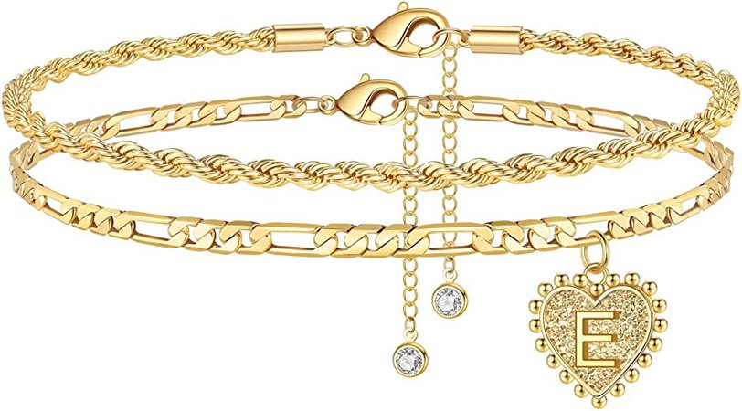 Amazon.com: Gold Anklets for Women, 14K Gold Filled Dainty Heart Letter E Initial Anklets Ankle Bracelets for Women Jewelry : Clothing, Shoes & Jewelry