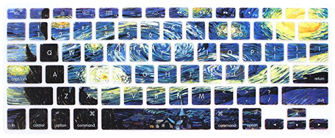HRH Starry Night Keyboard Cover Silicone Skin for MacBook Air 13 and MacBook Pro 13" 15" 17" (with or w/out Retina,Not Fit 2016 Macbook Pro 13 15 with/without Touch Bar) US Layout