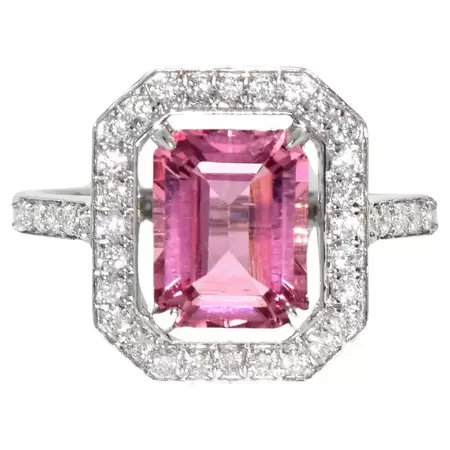 IGI 14K 2.28 Ct Top Pink Tourmaline Antique Art Deco Style Engagement Ring For Sale at 1stDibs | nrp rings