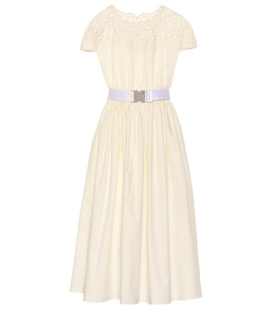 Fendi - Embroidered cotton midi dress | Mytheresa