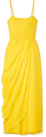 Wrap-effect Silk-georgette Midi Dress - Yellow
