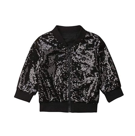 Amazon.com: rechange Toddler Kid Baby Girl Long Sleeve Front Zip Sequin Bomber Jacket Outwear Coat: Clothing