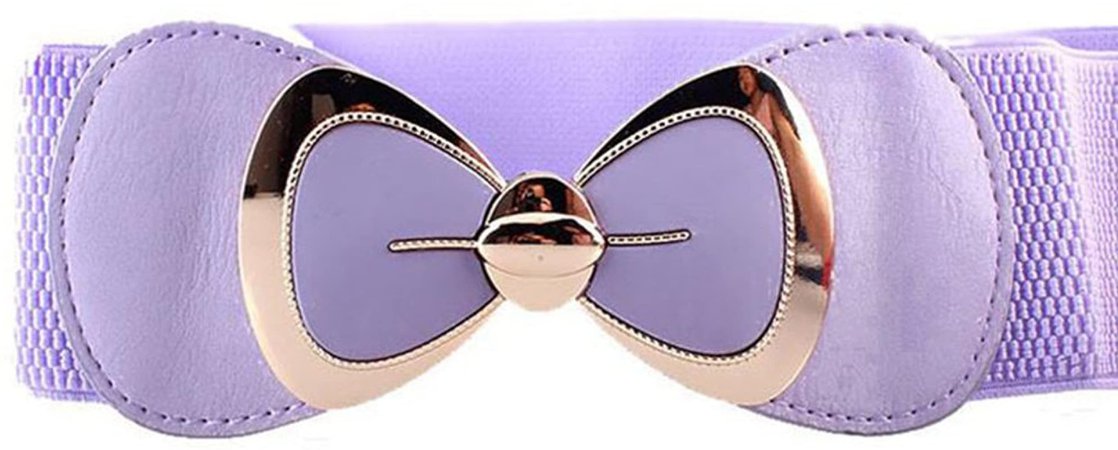 X&F Women's Elegant PU Bowknot Stretch Wide Belt Dress Decorative Waistbelts Light Purple at Amazon Women’s Clothing store
