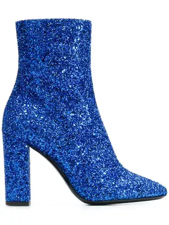 Saint Laurent Loulou glitter ankle boots £770 - Fast Global Shipping, Free Returns