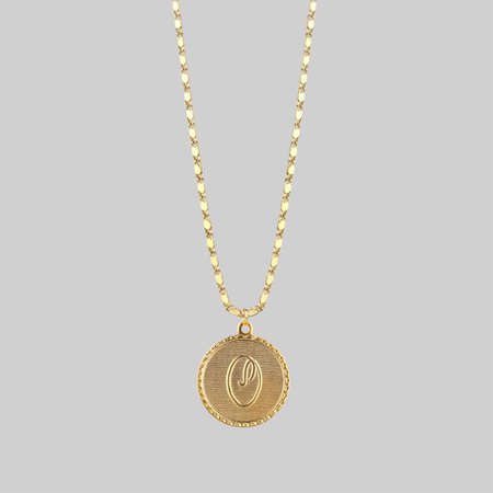 regal rose - initial medallion gold necklace o