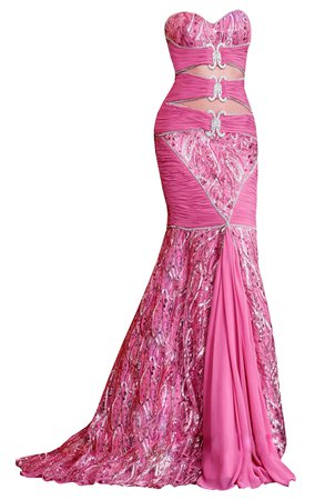 Dress long pink mermaid
