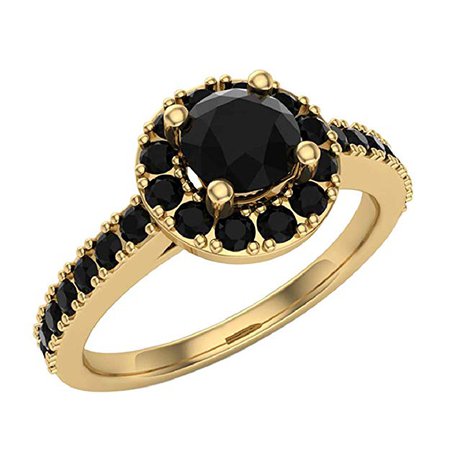 Amazon.com: 1 Ajuste de quilates halo negro anillo de diamantes 14 K oro, oro amarillo, 7, GDHDR1248: Jewelry