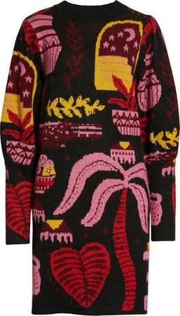 FARM Rio Black Tropical Magic Sweater Dress | Nordstrom
