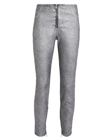Madison Front Zip Silver Coated Pants