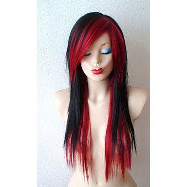 black wine red scene hairstyle wig emo long straight black hair wig for daytime use or cosplay wig heat resistant 5880771 2019 – $22.99