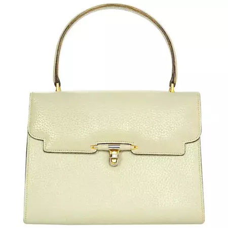 Gucci Cream Vintage Leather Handle Bag For Sale at 1stDibs | cream top handle bag