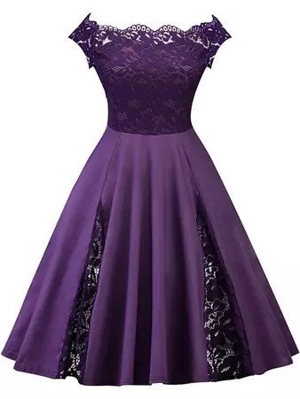Purple Lace Off Shoulder Dress