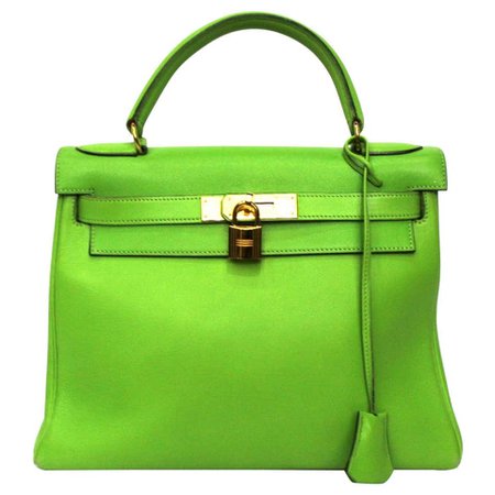 1992 Hermès Green Apple Leather Kelly 28 Bag