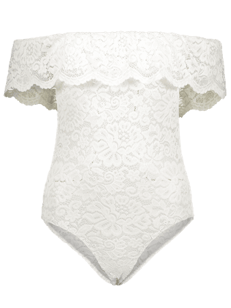 Off Shoulder Lace Bodysuit In WHITE