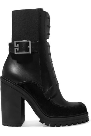 Givenchy | Aviator suede and mesh-trimmed leather ankle boots | NET-A-PORTER.COM