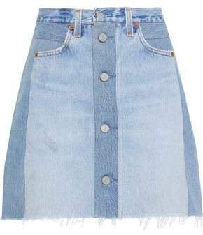 Re/Done By Re/done By Frayed Denim Mini Skirt