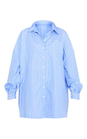 Blue Stripe Pocket Boyfriend Oversized Shirt Dress | PrettyLittleThing USA
