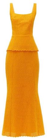Penelope Broderie Anglaise Cotton Maxi Dress - Womens - Orange