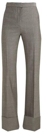 Straight Leg Wool Trousers - Womens - Grey