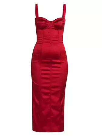 Shop Dolce&Gabbana Sleeveless Corset Satin Midi-Dress | Saks Fifth Avenue