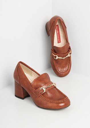 Beautiful and Beyond Heeled Loafers in Tan | ModCloth