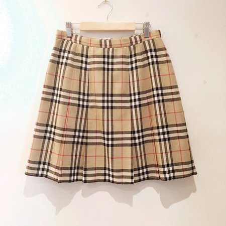 Pleated Brown Check Skirt