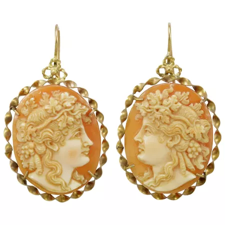 Antique baccante cameo earrings