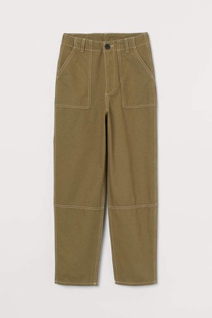 Ankle-length Cotton Pants - Green