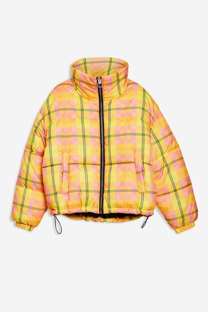 Bright Check Puffa Jacket - Jackets & Coats - Clothing - Topshop
