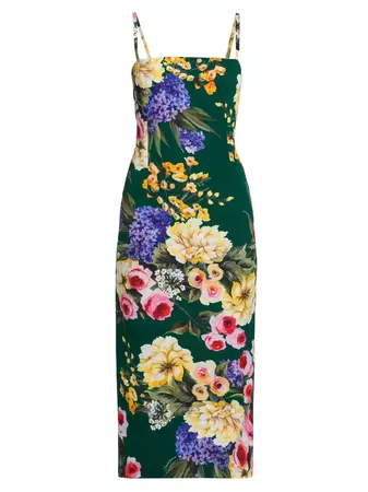 Shop Dolce&Gabbana Floral Charmeuse Sheath Midi-Dress | Saks Fifth Avenue