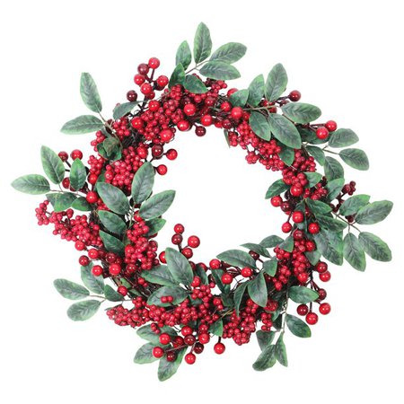 Northlight Artificial Lush Berry and Leaf Decorative Unlit Christmas Wreath - Walmart.com - Walmart.com