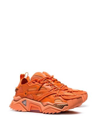 Calvin Klein 205W39nyc Orange Strike chunky low-top leather sneakers
