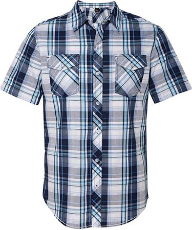 Amazon.com: Burnside B9202 Men's Plaid Short Sleeve Shirt Navy Small: Clothing