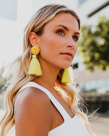 Morris Beaded Fringe Earrings - Yellow – VICI