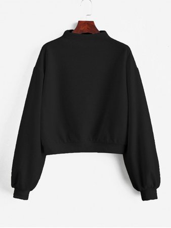 [50% OFF] [HOT] 2020 ZAFUL Pullover Mock Neck Plain Sweatshirt In NIGHT | ZAFUL