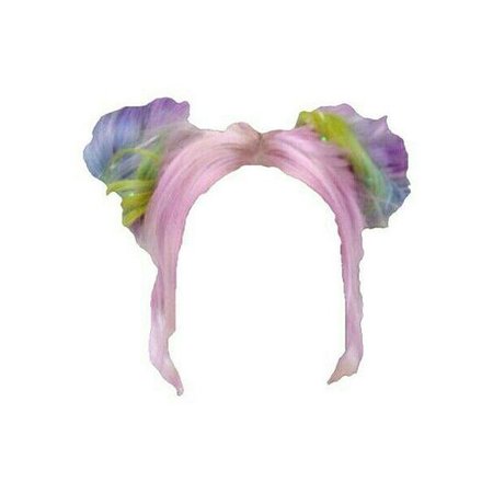 pink/green/purple space buns hair