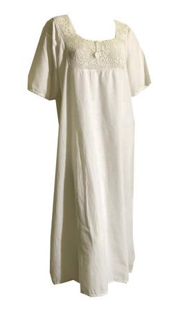 Comfy and Sweet White Cotton Nightgown w/ Crochet Shoulders circa 1910 – Dorothea's Closet Vintage